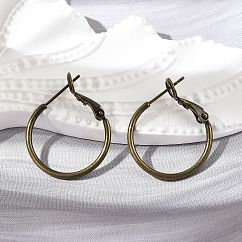 Brass Hoop Earrings, Ring, Antique Bronze, 20x1.5mm, Pin: 0.6mm