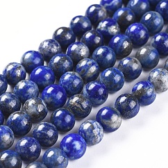 天然石ラピスラズリビーズ連売り  ラウンド  6mm  穴：1mm  約58個/連  15インチ（38cm）