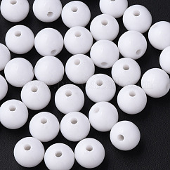 不透明なアクリルビーズ  ラウンド  ホワイト  12x11mm  穴：1.8mm  約566個/500g