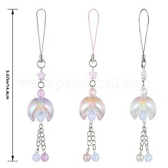3 個 3 色のアクリルペンダント装飾  合金チェーンを有する  ムーン  ミックスカラー  144mm  1pc /カラー&nbsp;MOBA-SZ0001-10