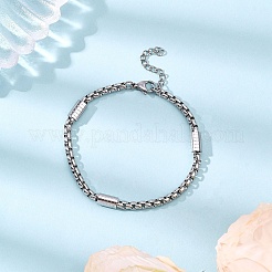 Tarnish Resistant 304 Stainless Steel Box Chains Bracelets for Women&nbsp;BJEW-JB12634-01