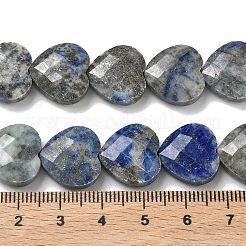 天然石ラピスラズリビーズ連売り  多面カット  ハート  14.5~15x15~15.5x5.5~6mm  穴：1mm  約10個/連  5.51~5.71''（14~14.5センチメートル）&nbsp;G-A309-A07-01