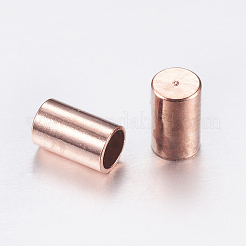 真鍮製コードエンドパーツ  エンドキャップ  ニッケルフリー  コラム  ローズゴールド  5x3mm  内径：2mm&nbsp;KK-K192-09RG