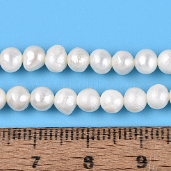 天然ケシパールビーズ連売り  有核真珠  ポテト  乳白色  4~5x4~7mm  穴：0.6mm  約75~77個/連  13.19~13.58インチ（33.5~34.5cm）&nbsp;PEAR-N013-04I