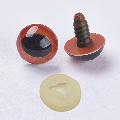 クラフト用品プラスチック人形の目パーツ  パッド付き  ぬいぐるみの目  安全の目  ダークオレンジ  15mm  ピン：5.5mm&nbsp;DIY-WH0045-25B