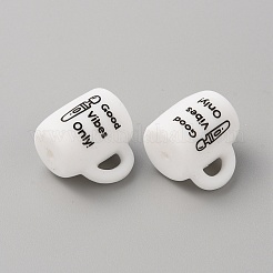単語付きカップ ggood バイブのみシリコンビーズ  ホワイト  20x22x16mm  穴：2mm  内径：8x4mm&nbsp;SIL-WH0006-18B