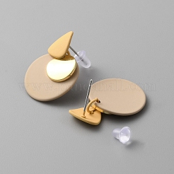 Double Flat Round Alloy Dangle Stud Earrings with 925 Sterling Silver Pins for Women&nbsp;EJEW-WH0011-36A