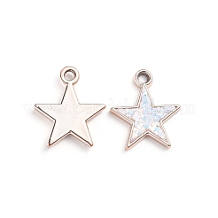 CCBプラスチックペンダント  スパンコール入り  カン付き  スター  ローズゴールド  ホワイト  23.5x20x3mm  穴：3mm&nbsp;CCB-TAC0001-02A
