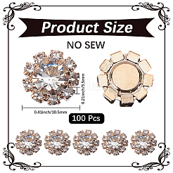 Cubic Zirconia with Alloy Flower Buckles&nbsp;DIY-CP0012-09A-01