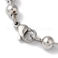 Non-Tarnish 304 Stainless Steel Beads Ball Chain Bracelets for Women&nbsp;BJEW-B092-02A-P