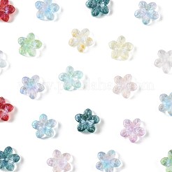 110色ベーキングペイント透明ガラスビーズ11個  5  - 花びらの花  グリッターパウダー付き  ミックスカラー  12~12.5x12.5~13x3.5~4mm  穴：1.2~1.4mm  10個/カラー&nbsp;DGLA-FS0001-27
