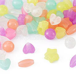 200Pcs 4 Style Luminous Acrylic Beads&nbsp;TACR-FS0001-02