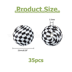 35Pcs Round with Tartan Pattern Good Grade Silicone Focal Beads&nbsp;SIL-HS0001-11