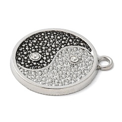 合金ラインストーンペンダント  太極拳の陰陽  プラチナ  31.5x27x2.5mm  穴：2.5mm&nbsp;PALLOY-D290-22P