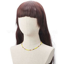 女性用4色ガラスシードビーズネックレス4点セット。  ミックスカラー  16.81インチ（42.7cm）  1pc /カラー&nbsp;NJEW-TA00053