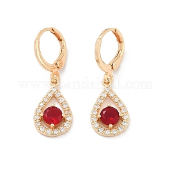 Brass Micro Pave Cubic Zirconia Leverback Earrings&nbsp;EJEW-K300-04G