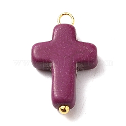 合成ハウライトペンダント  金色の真鍮ボールヘッドピン付き  クロス  ミックスカラー  20x12x4mm  穴：2mm&nbsp;PALLOY-JF00558-01