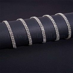 真鍮製ラインストーンストラスチェーン  [2]列ラインストーンカップチェーン  銀  6x2.5mm&nbsp;CHC-BC0001-09B