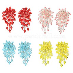 Glass Seed Braided Beaded Flower Stud Earrings&nbsp;EJEW-MZ00736