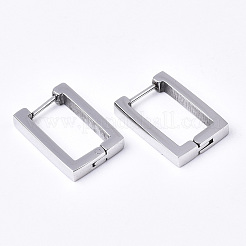 変色しにくい304ステンレススチール製フープピアス  角フープピアス  長方形  ステンレス鋼色  17x11.5x3mm  ピン：1mm&nbsp;LS-EJEW-N016-005