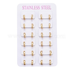 304ステンレススチール製ハギーフープピアス  リング  ゴールドカラー  9.5x10x3mm  ピン：1mm&nbsp;EJEW-L252-043C-G