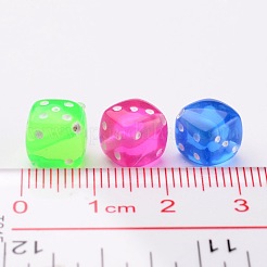 透明なアクリルビーズ  サイコロ  ミックスカラー  10x10x10mm  穴：1.4mm  約1050個/500g&nbsp;PLMD8MM