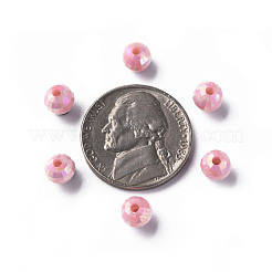 不透明なアクリルビーズ  ABカラーメッキ  多面カット  ラウンド  ピンク  6x5.5mm  穴：1.5mm  約4800個/500g&nbsp;MACR-S371-135-I04