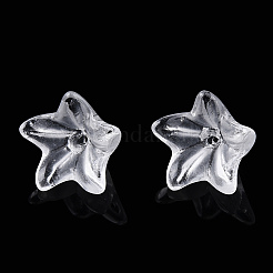 透明ガラスビーズキャップ  緑がかったユリの花  透明  10x12.5x12mm  穴：1.5mm&nbsp;GLAA-A011-09D