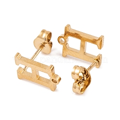 イオンプレーティング（IP）304ステンレススチールスタッドピアス  女性のための  文字h  11x8mm  穴：1mm  ピン：0.7mm&nbsp;FIND-Q103-01H-G