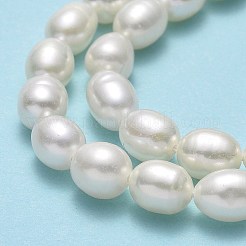 天然養殖淡水パールビーズ連売り  ライス  リネン  6.5~7.5x5~5.5mm  穴：0.5mm  約56個/連  15.75''（40センチメートル）&nbsp;PEAR-J006-17B-01