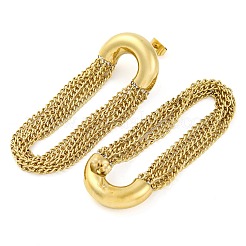 304ステンレススチールタッセルチェーンスタッドピアス（女性用）  ゴールドカラー  55.5x19.5mm&nbsp;EJEW-U023-07G