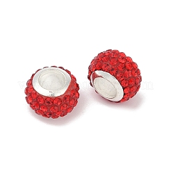 合金ラインストーン粘土パヴェビーズ  ロンデル  レッド  11.5x7.5mm  穴：5mm&nbsp;ALRI-D300-03S-04