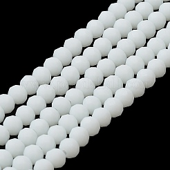 ガラスビーズ連売り  多面カット  艶消し  ロンデル  ホワイト  4mm  穴：0.8~1mm  約105~110個/連  38~39cm&nbsp;EGLA-A034-P4mm-MD01