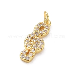 Brass Micro Pave Clear Cubic Zirconia Pendants&nbsp;KK-D289-54C-G