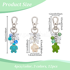 12Pcs 3 Colors Sea Turtle Synthetic Turquoise Pendants Decoration&nbsp;HJEW-NB00201