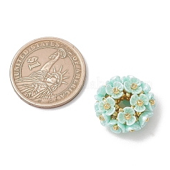 樹脂模造パールビーズ  花  ガラスシードビーズ付き  アクアマリン  19.5~20x11mm  穴：5~5.5mm&nbsp;PALLOY-MZ01261-03