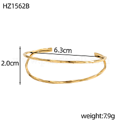 ステンレス製のカフバングル  イオンプレーティング（ip）  ツイスト  18KGP本金メッキ  内径：2.48インチ（6.3cm）&nbsp;STAS-OY011-46G