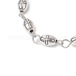 チベット風合金クロスチャームブレスレット（女性・男性用）  アンティークシルバー  8-1/4インチ（20.8cm）&nbsp;BJEW-JB11413