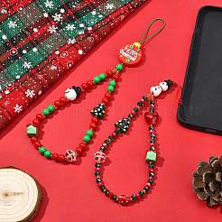 Lampwork & Glass Christmas Phone Lanyard Wrist Strap&nbsp;HJEW-SZ00098