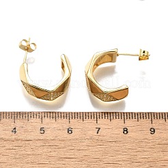 女性用真鍮マイクロパヴェクリアキュービックジルコニアスタッドピアス  18KGP本金メッキ  正方形  20x24.5x10mm&nbsp;EJEW-U056-05B-G