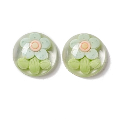 透明フラワー樹脂カボション  半円  アクア  花柄  24.5x9.5mm&nbsp;RESI-G034-B04