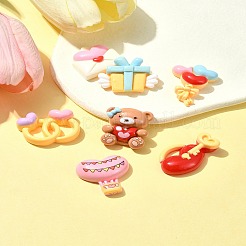7個 7スタイル リング/ボックス/ロック/封筒/クマ/バルーン/熱気球 バレンタインデーテーマ 不透明樹脂 デコデンカボション  混合図形  18~28x20.5~29x7.5~9mm  1個/スタイル&nbsp;RESI-FS0001-69