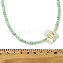 Natural Trochid Shell Chip and Round Natural Pearl Beaded Necklacess for Women&nbsp;NJEW-JN06222