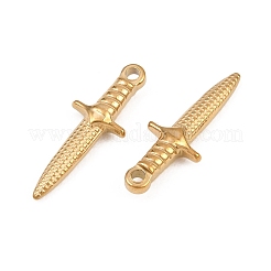 304ステンレスペンダント  剣型チャーム  ゴールドカラー  23.5x8.5x4mm  穴：1.8mm&nbsp;STAS-Z202-03G