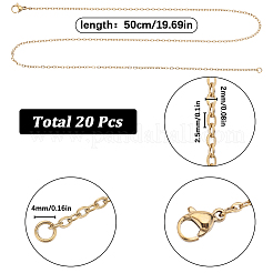 20Pcs PVD Vacuum Plating 304 Stainless Steel Cable Chain Necklaces Set&nbsp;STAS-SC0006-22G