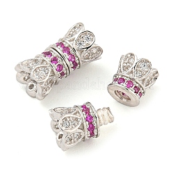 ラインストーンの留め金が付いたスターリングシルバー925個  花  プラチナメッキ  9x5x5mm  穴：2x0.5mm&nbsp;STER-B005-39A-P
