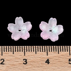 染色・加熱ガラスビーズキャップ  5  - 花びらの花  ピンク  10.5x11x4.7mm  穴：1mm&nbsp;GLAA-Z019-03Q