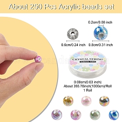 DIY アクリルビーズ ストレッチ ブレスレット 作成キット  ミックスカラー  ビーズ：6~8x3~8mm  穴：2mm  250pc&nbsp;DIY-YW0011-72