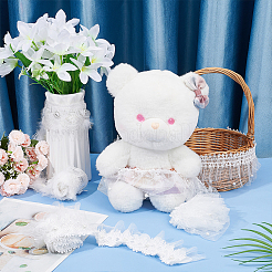 4袋4種類のポリエステル刺繍レースリボン  プラスチックラインストーン付き  プラスチックベースのイミテーションパール  服飾材料  ホワイト  2-3/8~3インチ（60~75mm）  1ヤード/バッグ  1バッグ/スタイル&nbsp;OCOR-MA0001-01