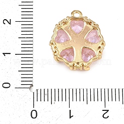 Brass Pave Pink Cubic Zirconia Pendants&nbsp;CU-CBAF1EE-03G